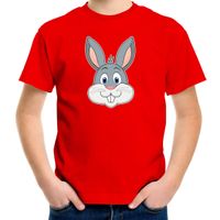 Cartoon konijn t-shirt rood voor jongens en meisjes - Cartoon dieren t-shirts kinderen