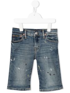 POLO RALPH LAUREN KIDS short en jean à effet taches de peinture - Bleu