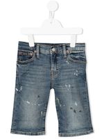 POLO RALPH LAUREN KIDS short en jean à effet taches de peinture - Bleu