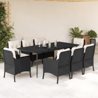 9-delige Tuinset poly rattan zwart