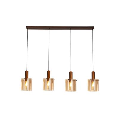 Hanglamp Sweden 4Lt - Mocha Metal & Amber Glass