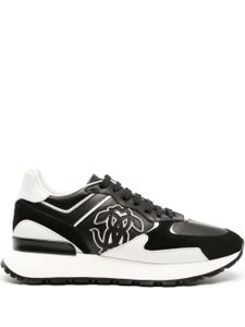 Roberto Cavalli Mirror Snake-embellished leather sneakers - Noir