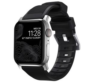 Nomad rugged sport strap Apple Watch 42mm / 44mm / 45mm / 49mm zwart / zilver