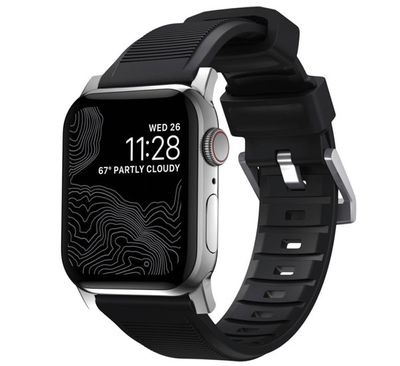 Nomad rugged sport strap Apple Watch 42mm / 44mm / 45mm / 49mm zwart / zilver