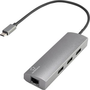 Renkforce Netwerkadapter/Hub 1 GBit/s USB-C 5Gbps, LAN (10/100/1000 MBit/s), USB 3.2 Gen 1 (USB 3.0)