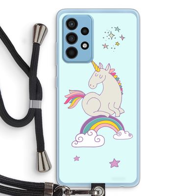 Regenboog eenhoorn: Samsung Galaxy A52 Transparant Hoesje met koord