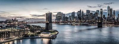 Glas Art - Brooklyn Bridge in New York, 60x160cm, prachtig voor in de woon en of slaapkamer, inclusief ophang materiaal