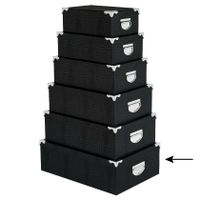 5Five Opbergdoos/box - 4x - zwart - L48 x B33.5 x H16 cm - Stevig karton - Crocobox
