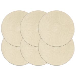 VidaXL Placemats 6 st rond 38 cm katoen natuurlijk
