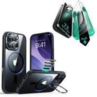 iPhone 17 Bundle Classic Hybrid Magnetic Case (Camera Control, Stash Stand) and Armorite Screen Protector - Clear Black