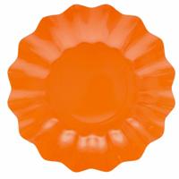 Feestbordjes met schulprand - 8x - oranje - rond - karton - 27cm