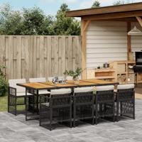 9-delige Tuinset poly rattan zwart