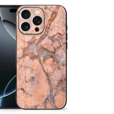 iPhone 16 Pro Max Marmeren Print Telefoonhoesje Marmer Oranje