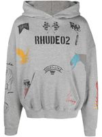 RHUDE hoodie Scrible en coton - Gris