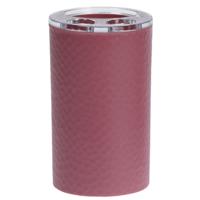 Badkamer tandenborstelhouder - oudroze - met diamonddesign - 7 x 11 cm