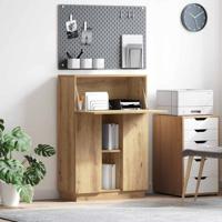 Bureau met plank artisanaal eikenkleurig 71,5 x 31,5 x 106,5 cm
