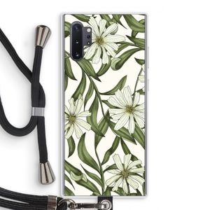 Wit bloemenpatroon: Samsung Galaxy Note 10 Plus Transparant Hoesje met koord