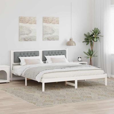 Bedframe met hoofdeinde Lichtgrijs 160 x 200 cm Stof Bedframe met hoofdeinde Lichtgrijs 160 x 200 cm Stof