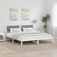 Bedframe met hoofdeinde Lichtgrijs 160 x 200 cm Stof Bedframe met hoofdeinde Lichtgrijs 160 x 200 cm Stof
