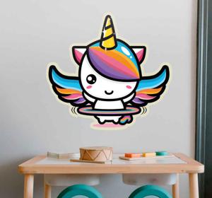 Muurstickers tekeningen Vliegende regenboog pegasus