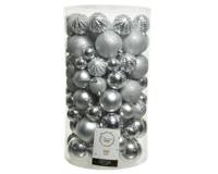 Decoris Kerstballen koker a 100 kunststof zilver