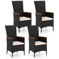 Tuinstoelen in Sets van Twee of Vier Rieten Tuinstoelen met Hoge Rugleuning Kunstrietstoelen met Afneembare Kussens en Wasbare Hoezen-4 stuks