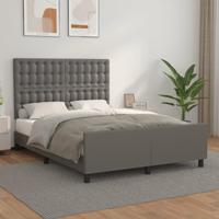 Bedframe met hoofdbord kunstleer grijs 140x190 cm