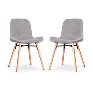 Nolon Nena-Fé Eetkamerstoelen Set van 2 - Ribstof Warm Grijs - Hout