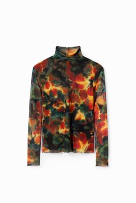 T-shirt van tule met aquarel - GREEN - XL