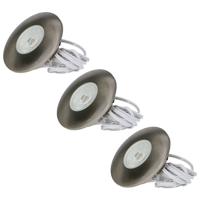 Set van 3 Pavo - Platte LED ipbouwspots met lage inbouwdiepte 12mm - 3 Watt 300 Lumen - 2700K Warm wit - Dimbaar - Rond - Meubelspot - IP44 waterdicht - RVS
