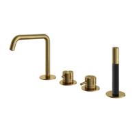 Hotbath Archie Badrandcombinatie Één Hendel Mengkraan met Uitloop en 2-Weg Omstel - Geborsteld Messing PVD