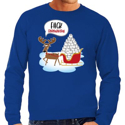 F#ck coronavirus foute Kersttrui / outfit blauw voor heren F#ck coronavirus foute Kersttrui / outfit blauw voor heren