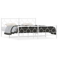 Bedframe met hoofd- en voeteneinde metaal wit 183x213 cm