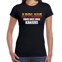 Applaus voor onze zorg kanjers steun t-shirt zwart voor dames - thumbnail