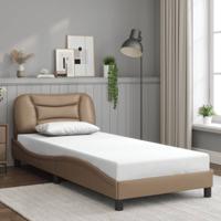 Bedframe met hoofdbord kunstleer cappucinnokleurig 80x200 cm