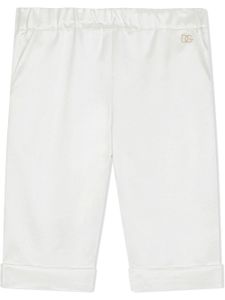 Dolce & Gabbana Kids pantalon en soie à logo DG - Blanc