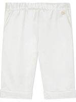 Dolce & Gabbana Kids pantalon en soie à logo DG - Blanc