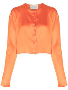 WOERA chemise en soie à design sans col - Orange