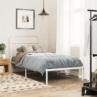 Bedframe met hoofdbord metaal wit 90x190 cm