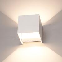 Kansas LED Wandlamp kubus - Dimbaar - 7 Watt 560lm - 3000K warm wit - IP54 Waterdicht - Wit - Up & downlight - Voor binnen en buiten