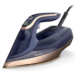 Philips DST8050/20 strijkijzer Stoomstrijkijzer SteamGlide Elite-zoolplaat 3000 W Blauw, Goud