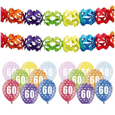 Verjaardag feest 60 jaar versieringen pakket feestslingers en ballonnen