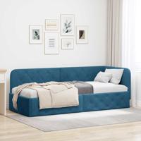 Hoekbedframe met hoofdeinde Blauw 80 x 200 cm Fluweel