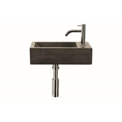 Differnz fonteinset - 40x23x11cm - Rechthoek - 1 kraangat - Chroom - Natuursteen Bluestone 38.007.00