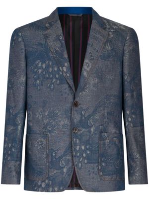 ETRO blazer à motif en jacquard - Bleu