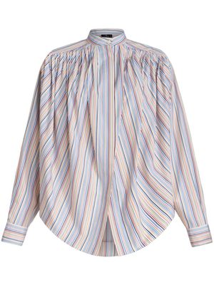 ETRO blouse froncé en coton à rayures - Bleu