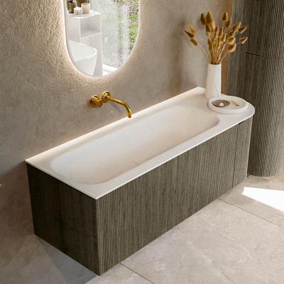 Badmeubel Mondiaz Kurve | 125 cm cm | Meubelkleur Shadow | Wastafelkleur Talc | Solid surface | Wasbak links zijde spoelbak | Zonder kraangat(en)