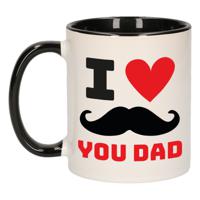 Cadeau koffie/thee mok voor papa - zwart/rood - liefde - keramiek - 300 ml - Vaderdag