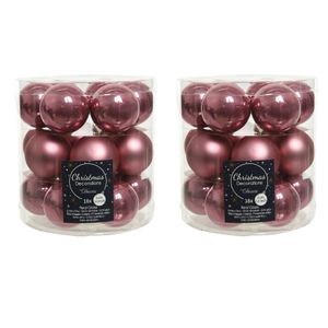 36x stuks kleine glazen kerstballen oud roze (velvet) 4 cm mat/glans