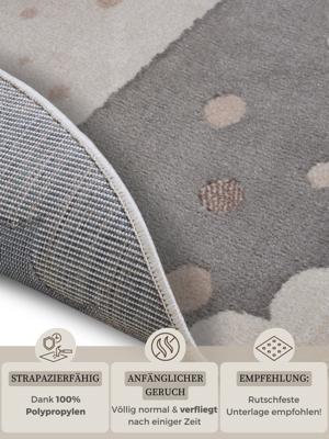 Hanse Home - Adventures children&apos;s carpet Round Crown Grey Cream - 140 cm